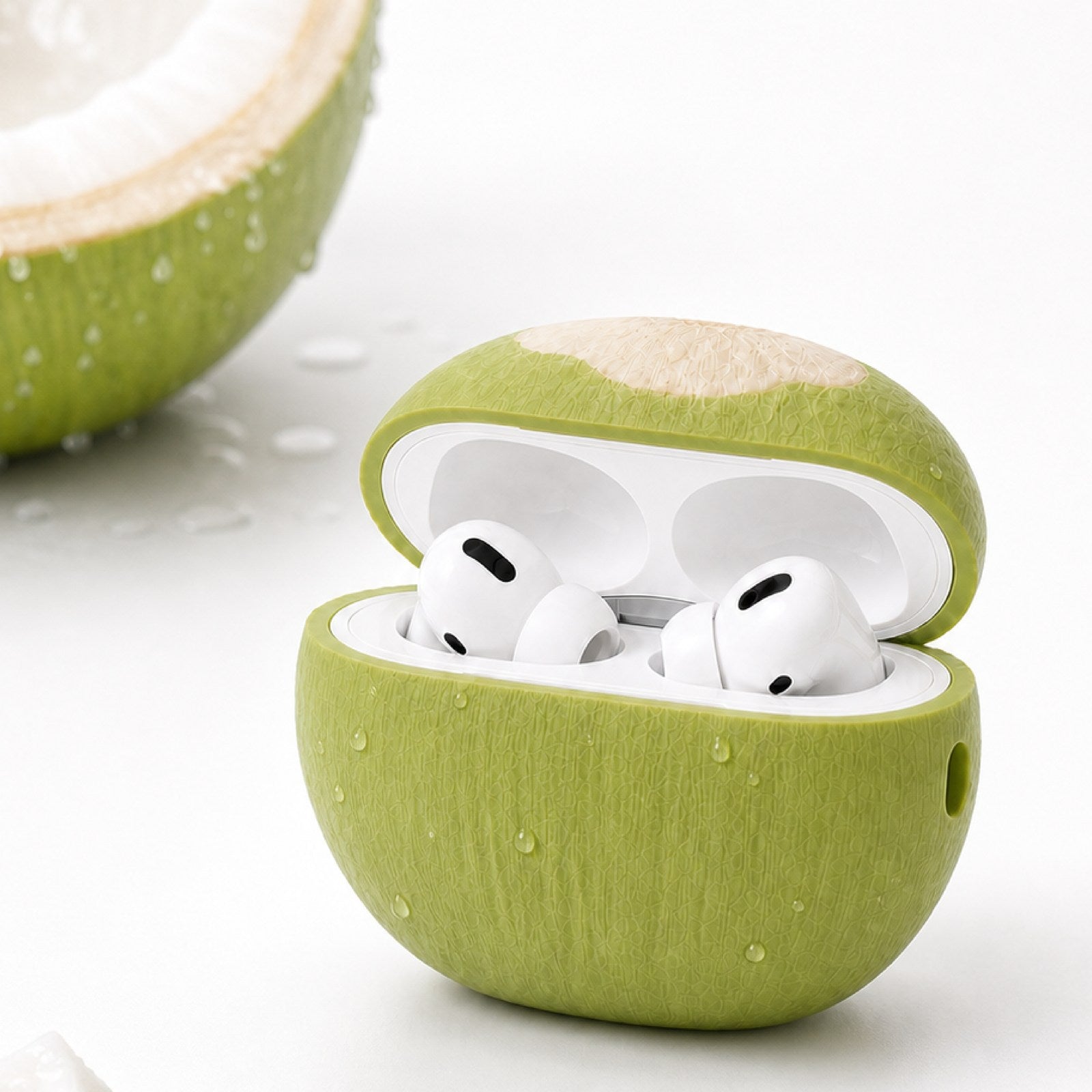 Open Coconut Case with AirPods